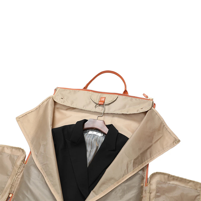 Garment section open with a blazer on the built-in hanger
